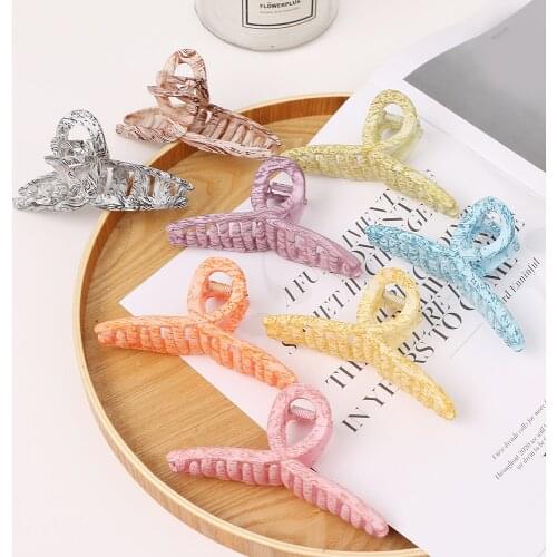 IPARAM Fashion Women Girls Acrylic Hair Claws Hair Clips Headwear Korean Ink Pattern Big Size Women Hair Accessories Ornament