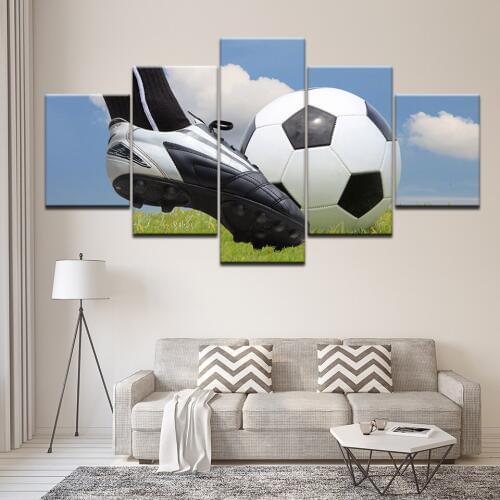 Frame Modular Pictures Canvas HD Prints 5 Pieces Black And White Football Paintings Poster Decor For Living Room Modern Wall Art