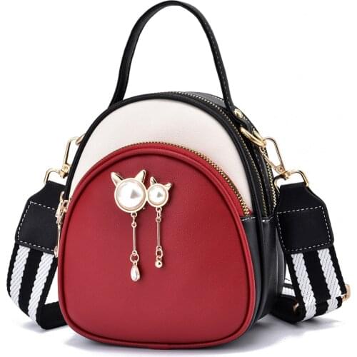 2021 trend fashion campus fresh and sweet beauty backpack Waterproof PU leather Simple College Wind Bag Youth Girl Hair Earrings