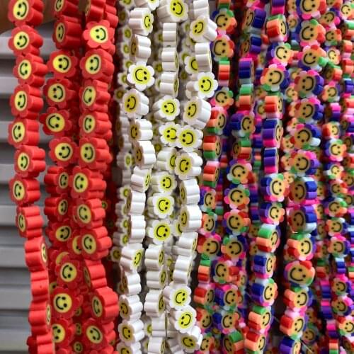New Arrival Clay Beads Small Sunflower Beads Smile Face Polymer Clay Loose Beads Colorful Clay Beads