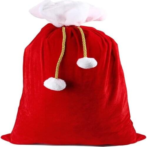 New Red Santa Claus Gift Bag Velvet Santa Drawstring Bag Christmas Classic Red Bag Decoration