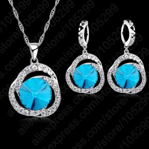 New Fashion Jewelry Set 925 Sterling Silver Necklaces + Earrings Valentine Day Gifts Bridal Jewelry Set With Cubic Zircon