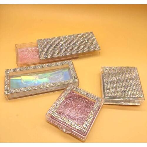 Wholesale 50 boxes of commom eyelashes boxes with shiny AB stickers laser 5D mink eyelashes boxes free customized private label