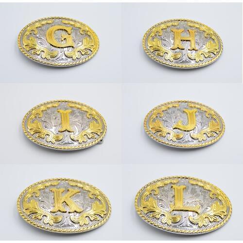 WesBuck Brand High Quality Oval 3D Lace Gold G H I J K L Initial Letter Cowboy Belt Buckle With Metal Fashion Mens Belt Buckle