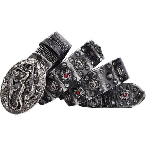 Ta-weo) Personality Punk Rivet Mens Belt performance decoration, Ladies Genuine Leather Belt Fashion Cowboy Waist Strap