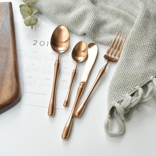 Luxury Stainless Steel Golden Cutlery Set Portable Spoon Fork Knife Travel Cutlery Set Kitchen Tableware BK50DC