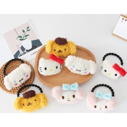 Sanrio Plush My Melody Hellow Kittys Kawaii Cartoon Cute Dolls Plushie Brooch Hair Clip Dual Purpose Anime Plush Toys For Gift