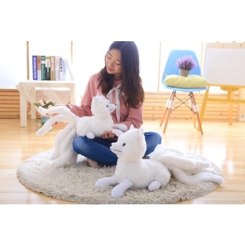 Lovely 26*56cm plush White Nine-tailed Fox nice lifelike cool doll stuffed soft Pillow good quality christmas gift for kid