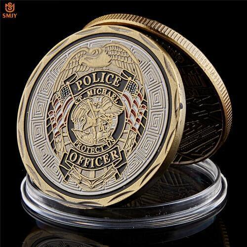USA law Enforcement Patron Archangel St. Michael Free Eagle Bronze Token Souvenir Coin Value Collectibles