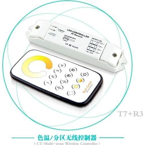 T7+R3M 4 Zones 3 Channel CCT LED Strip Dimmer