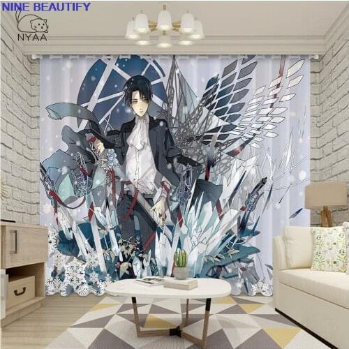 Ultra-thin Micro Shading Attack On Titan Curtains For Kitchen Bedroom Window Treatment Fabric Anime Curtains For Living Room