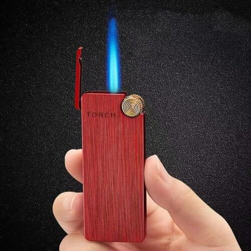 2021 Ultra-thin Metal Flint Lighters Gas Lighter Butane Turbo Jet Lighter Cigar Cigarettes Windproof Lighter Gadgets For Men