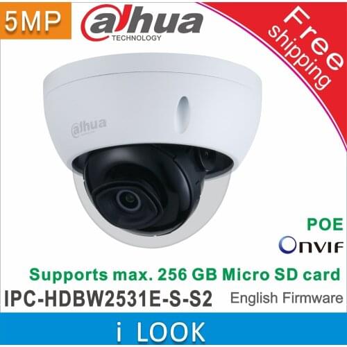 Dahua IPC-HDBW2531E-S-S2 5MP POE Built-in SD card slot Supports max 256 GB Micro SD card camera IR 30M IK10 IP67