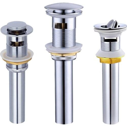 Pop Up Drains Brass and 304 Stainless steel Lavatory Basin Push Down Drain Bathroom Parts Faucet Accessories Chrome Pop-up Drain