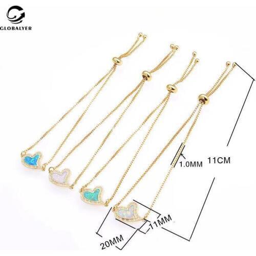 Explosion bracelet Copper inlay opel heart shaped Zircon peach heart Ladies bracelet New type Ladies birthday gifts 248