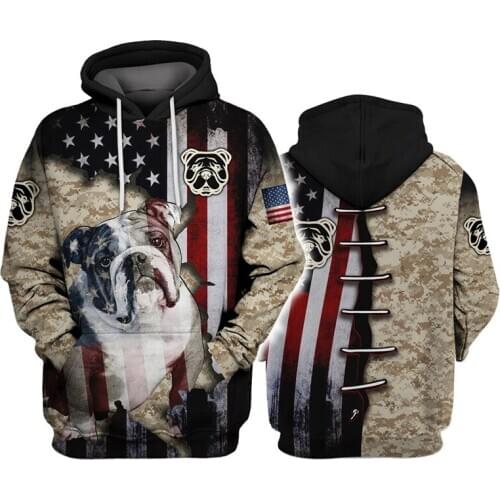 English Bulldog 3D All Over Printed Funny Hoodie Fashion Men Sweatshirt Unisex Casual Pullover FY014