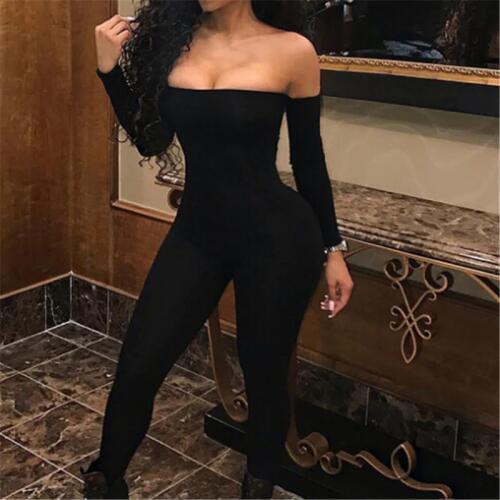 Women Jumpsuit Ladies Jumpsuits Party Rompers Black Off Shoulder Jumpsuit Women Long Sleeve Romper Skinny Rompers Trousers