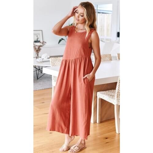 Deep V-neck Loose Lady Jumpsuits Casual Safari Style Minimalist Strappy Rompers Slouch pure Nude Color Suspenders Pants Trousers