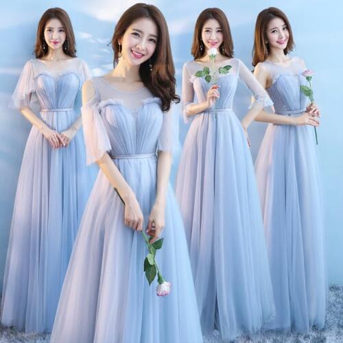 Beauty Emily Long Grey Lace Bridesmaid Dresses 2018 A-Line Sleeveless Lace Up Off the Shoulder Wedding Party Girl Prom Dresses