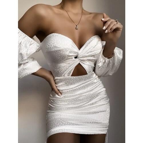 New Summer 2021 Strapless White Yellow Dress Ladies High Quality Sexy Spaghetti Strap Club Dress Vestidos BH7087