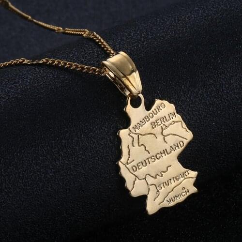 Gold Color Deutschland Map Pendants Necklace for Women Trendy Map Charm Jewelry