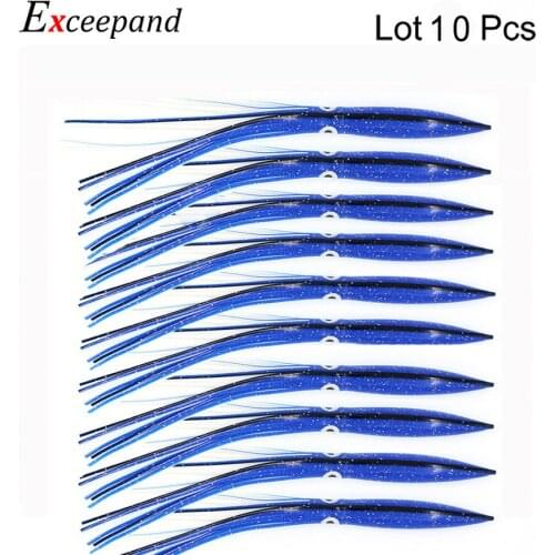 Exceepand 10PCs 31cm Soft Squid Skirts Lure Saltwater Octopus Bait Plastic Fishing Lure Rubber Artificial Bait for Tuna Fish 40g