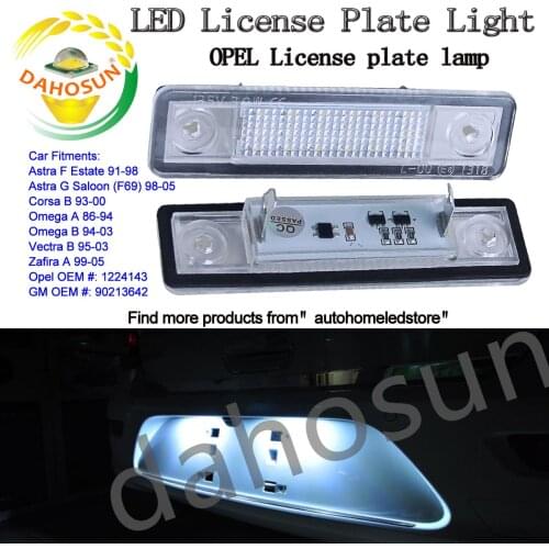 2Pcs Dahosn White LED License Light For Opel Astra F Hatchback/Convertible/Corsa A /A-B/Vectra/Astra-G Erroe Free Number Light