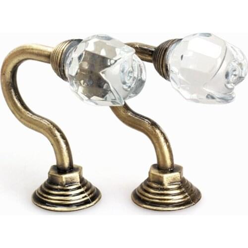 2Pcs Vintage Crystal Wall Tieback Curtain Hook Tassel Towel Hanger Bronze New Wholesale