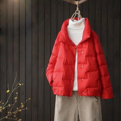 2021 Autumn White Duck Down Coats Womens Winter Jackets Stand-up collar Lightweight Down Jacket Parkas Women Casual Wild Outwear