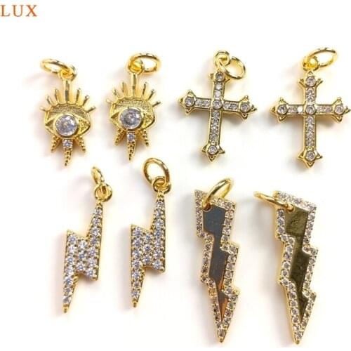 5pcs Micro CZ Tiny Cross Necklaces Pendant Dainty Flash Pendant Evil Eye Charms Pendant Delicate Pendant For Women Jewelry Gift