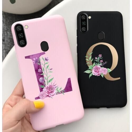 A-Z Letters Case For Samsung Galaxy A01 A10 A11 A10s Case Soft Silicone Cute Painted Cover For Samsung A01 Core A11 A10 s Bumper
