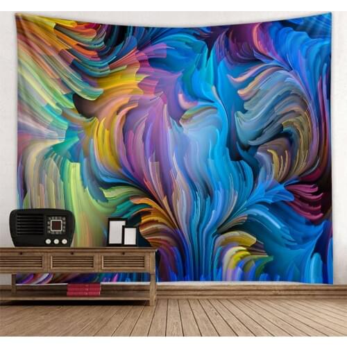 Five color abstract 3D vortex polyester printing tapestry background decorative fabric factory direct sales can be customized
