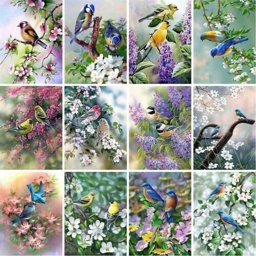 HUACAN 5d Diamond Painting Bird Mosaic Flower DIY Diamond Embroidery Animal Spring Rhinestones Pictures Handmade Gift