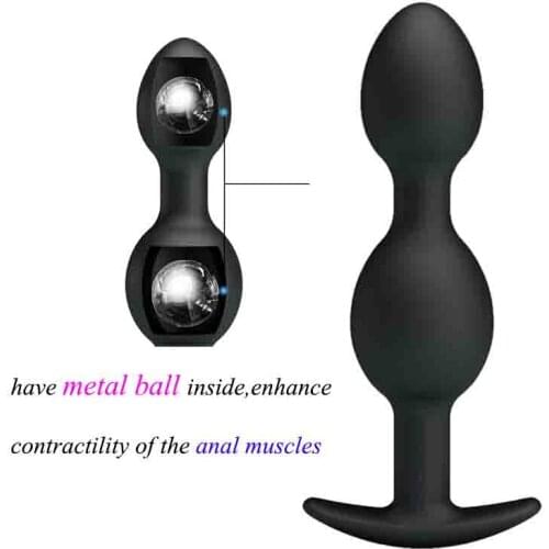ORISSI Adult Pleasure 125x33mm Anal Beads Silicone Butt Plug Metal Ball Inside Sex Products For Couple Anus Muscles Trainer
