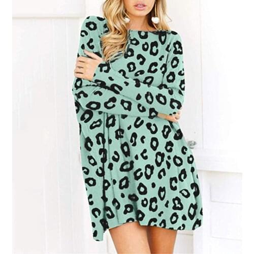 Irregular Women Tops Blouse 2021 Summer Leopard Print Party Long Shirts OL Office Blusa Plus Size Sexy Fashion Mini Dress