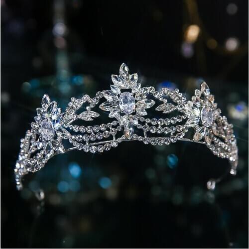 Baroque Luxury Crystal Crown Hair Jewelry Bridal Headpiece woman Rhinestones Tiaras Bride Party Crowns Wedding Hair Accessories