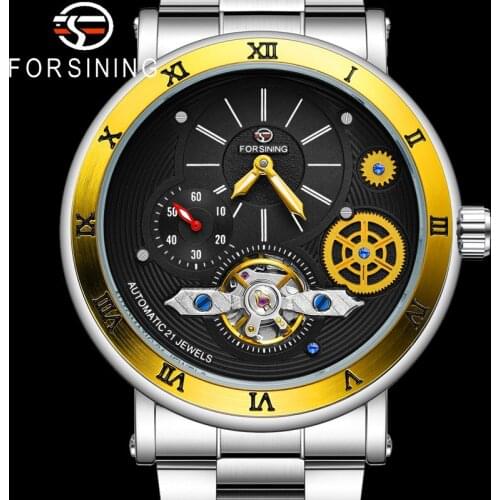 FORSINING Tourbillon Automatic Mechanical Men Wristwatch Military Sport Male Clock Top Brand Luxury Gold Classic Man Watch 8224