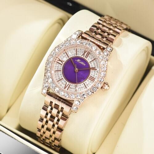 Crystal Mirror Steel Belt Waterproof Watch for Women New Fashion Womens Quartz Wristwatch Diamond Watches Women