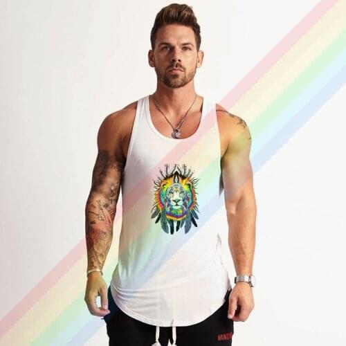 Coloured Lion Head Indiana Headdress Summer Soft Custom Sleeveless Design Your Own Vest Cotton Mens Muscle Tee Tank Top Shirt