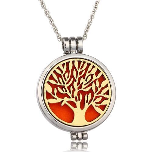 Tree of life essential oil diffuser necklaceOpen night light DIY pendant necklaceJewelry Woman gift