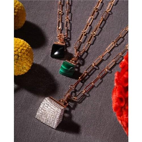 Janekelly Hiphop Cuban Link Natural Stone Dubai Bridal Jewelry Set For Women Wedding Party CZ Zircon Crystal Indian Neckalce Ear