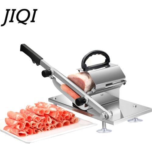 JIQI Meat slicer Manual Sliced cutting Machine Automatic delivery Frozen Beef Mutton Roll Cutter for Kitchen commercial