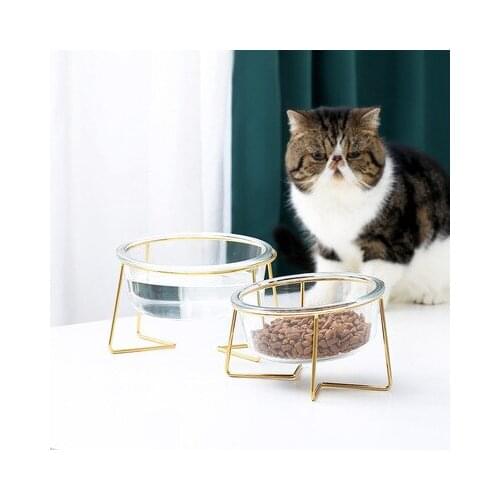 Cat Bowl Oblique Mouth Tilted Glass Pet Bowl Cat Food Bowl Cat Rice Bowl Dog Food Bowl Protecting Cervical Spine High Feet