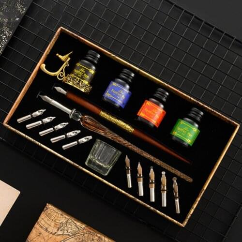 Unique Dip Pen Sets Fountain Set Star Starry Sky Glass Writing Student English Ink Calligraphy Pen Stationery Gift