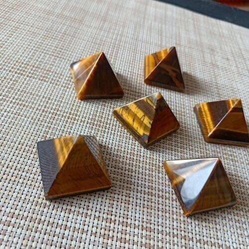 Natural Tigers Eye Stone Pyramid Crystal Crafts Ornament Pyramid Home Office Decoration Energy Amplifier Cure