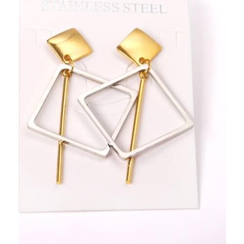 New Vintage Jewelry Square Drop Earrings Factory Sale Mixed Color Push Back Earrings Bijoux Party
