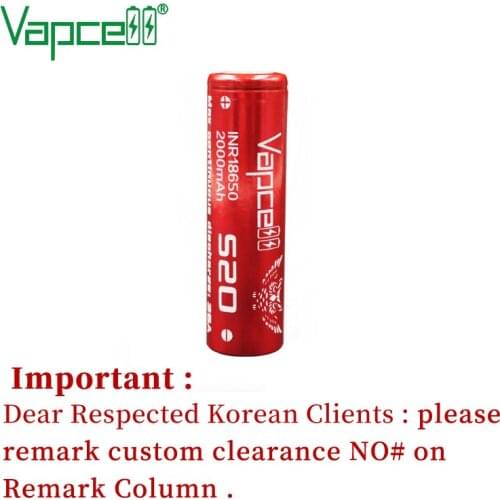 Free shipping Vapcell original INR 18650 2000mah 35A S20 3.7V Rechargeable Li-ion Battery lithium batteries cell for lashlight