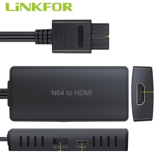 LiNKFOR N64 To HDMI Converter Adapter Plug and Play Support 1080P/720P SNES To HDMI Cable GameCube To HDMI HD Link Cable