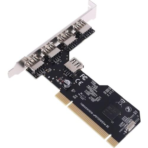 5 Ports USB 2.0 PCI Hub Controller Expansion Card 480Mbps Desktop Converter NEC720101 Chipset ABCD