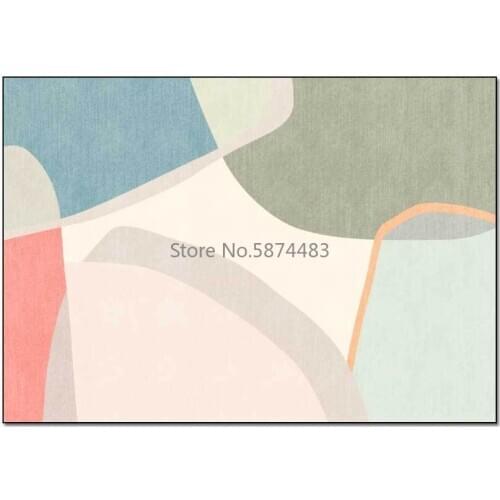 Cross border fashion modern sweet girl morandi light pink green block living room bedroom bedside carpet mat custom